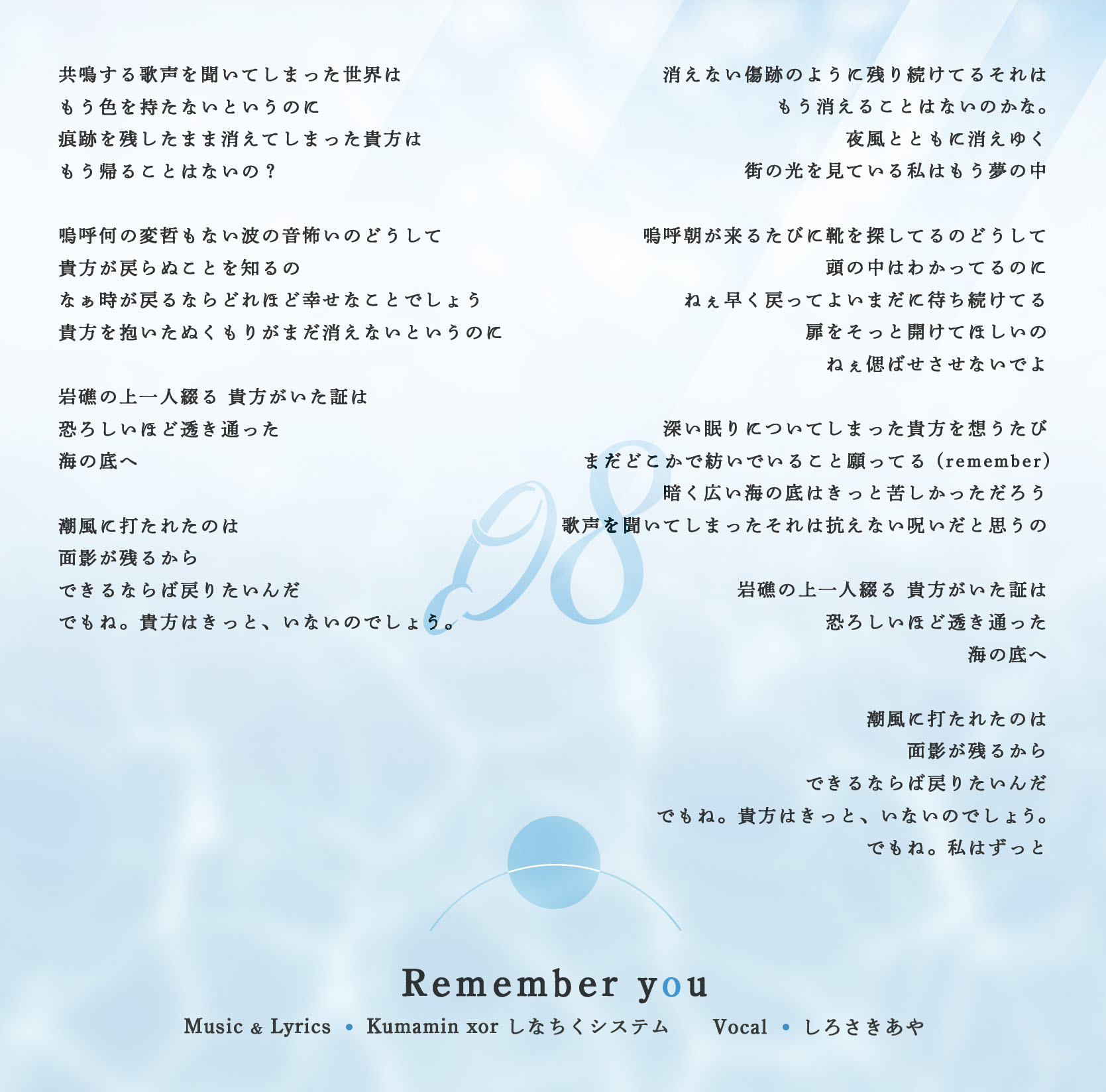Remember you 歌詞カード